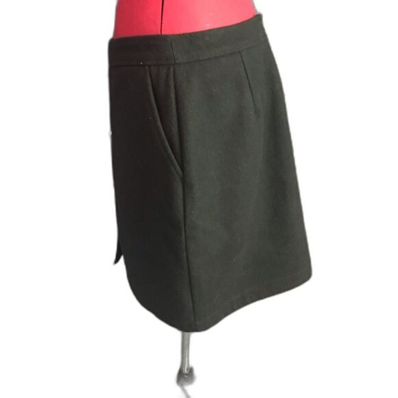 LOFT Mini-Skirt Women's Size 10 Black A-Line Wool Gold Button Pockets NWT - Picture 6 of 9